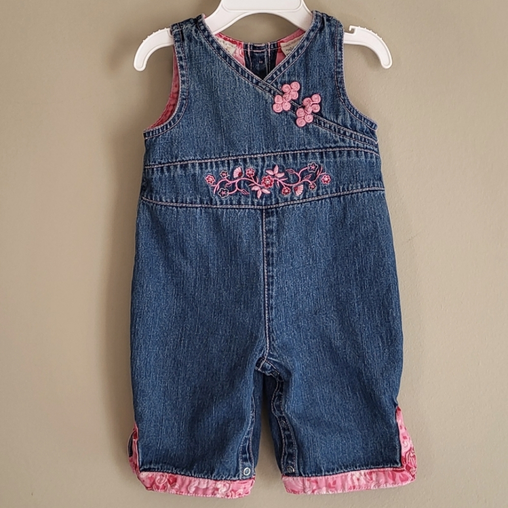 Faded Glory embrodiered denim overalls